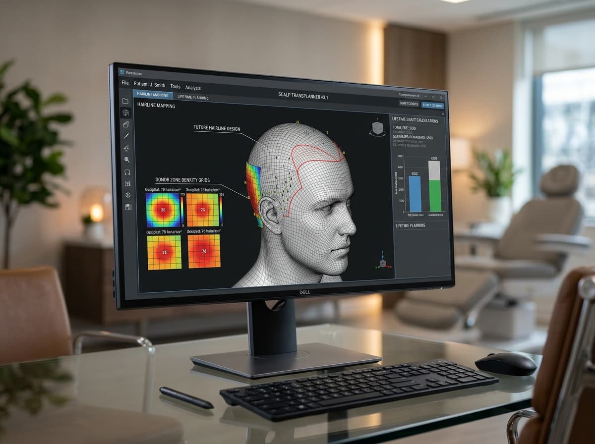 Digital 3D transplanner workstation modeling donor supply and lifetime graft architecture
